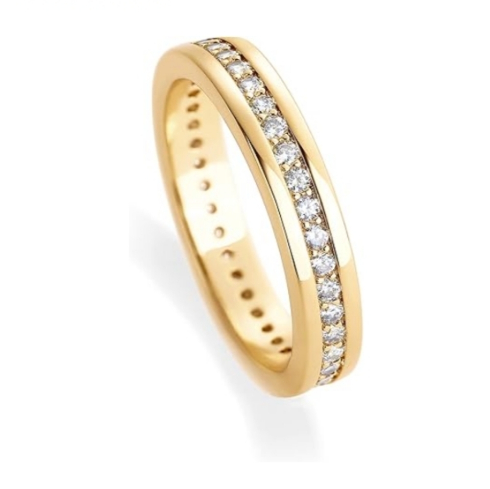 18K Gold Plated Stacking Cubic Zirconia Eternity Thumb Ring In Yellow Gold